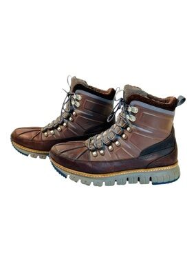 Cole Haan ZERØGRAND Remastered Waterproof Hiking Boots in Brown Leather, size 9